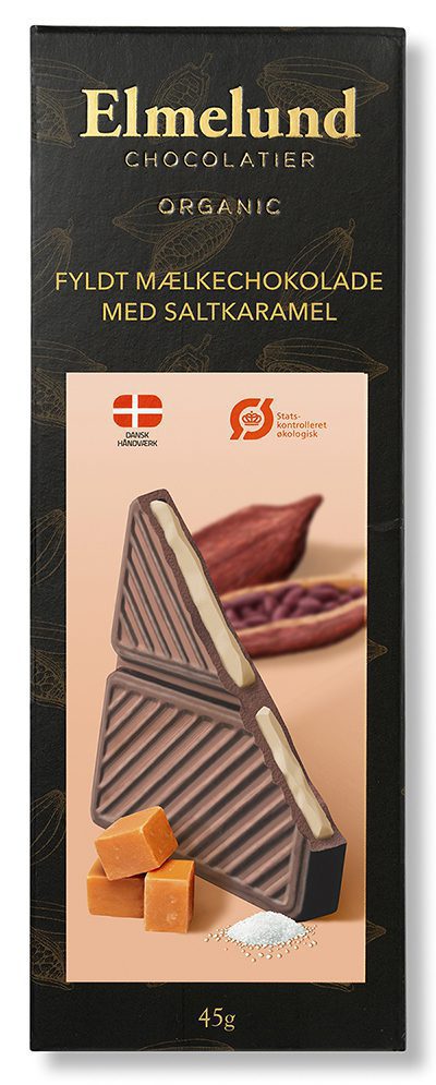Elmelund Chokolade - Chokoladeplade - Fyldt Mælkechokolade med Saltkaramel
