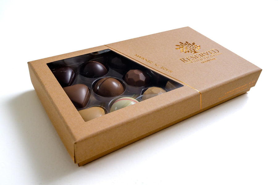 Reserved Chocolate - Fyldte Chokolader – Gaveæske 18 stk