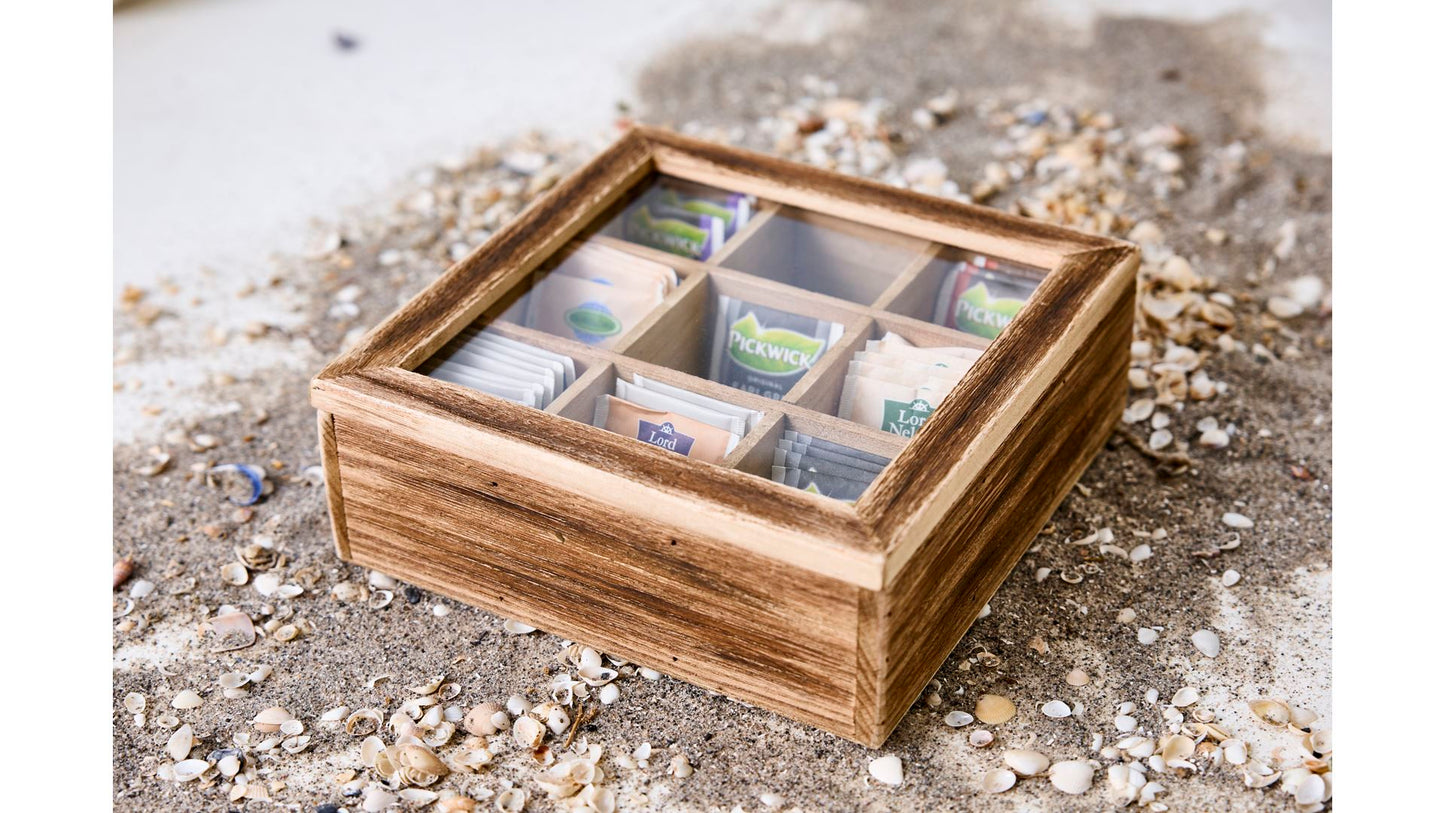 2HAVE - Opbevaringsbox - Træ/Glas - Antikbrun - 9x24cm