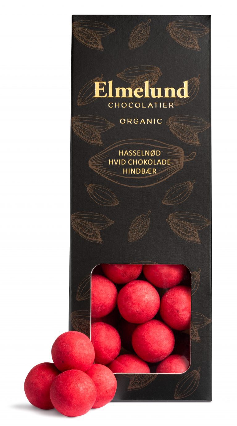 Elmelund Chokolade - Hasselnødder Hindbær