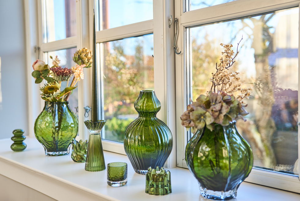 Speedtsberg - Fyrfadsstage - Glas - Blomst - Grøn