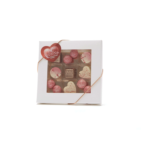 Aalborg Chokolade -  Chokoladeæske  - Desserthjerter og Dragée