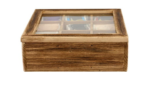 2HAVE -  Opbevaringsbox - Træ/Glas - Antikbrun - 9x24cm