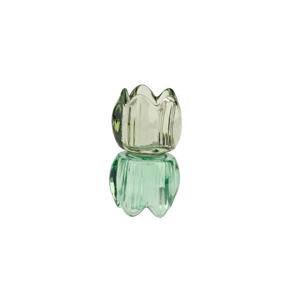 2HAVE - Lysestage - T-light - Glas  - Grøn/Blå - 8x5 cm